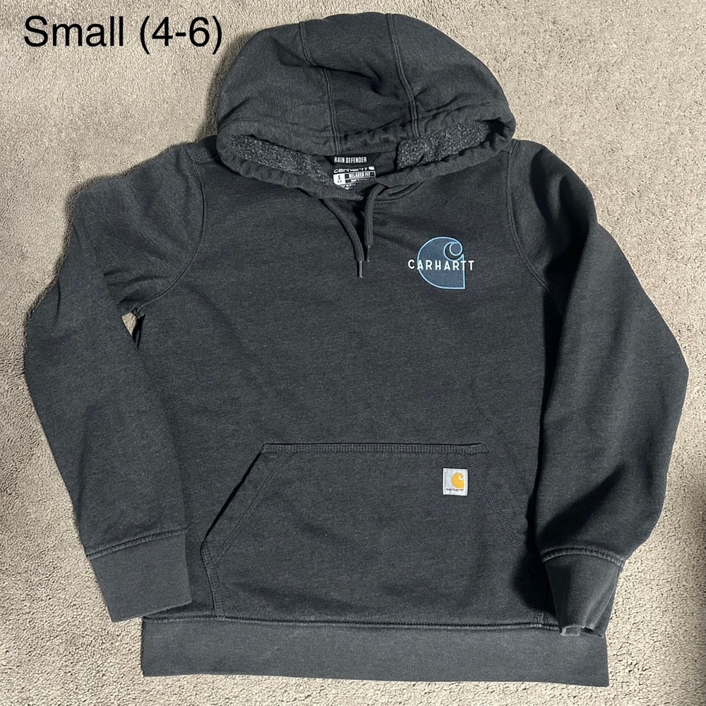 Carhartt Charcoal Hoodie with Logo, Small (4-6) Women’s - Picture 1 of 6